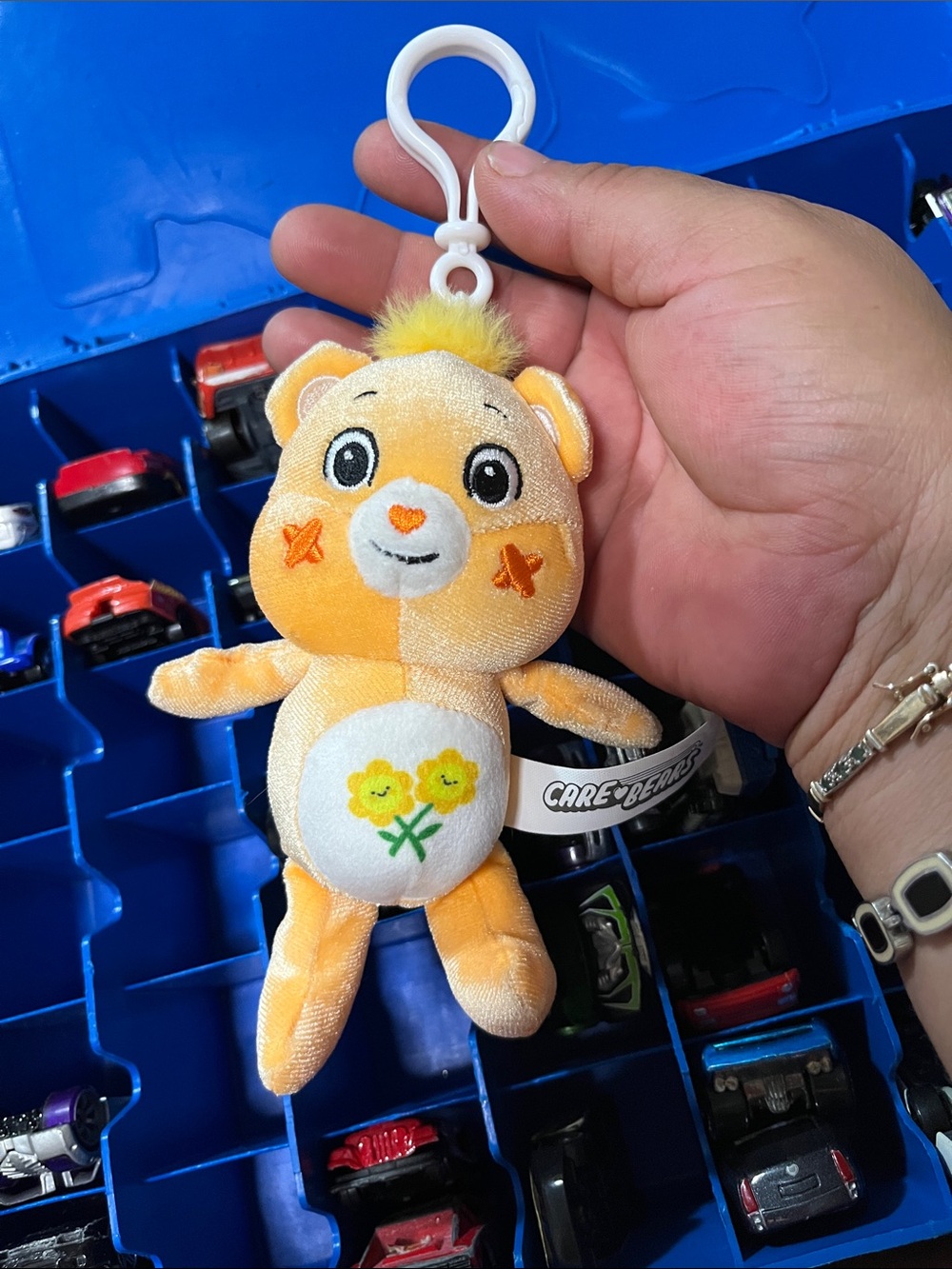 Care Bears Yellow and Orange Plush Clip-On with Flower Belly Badge
